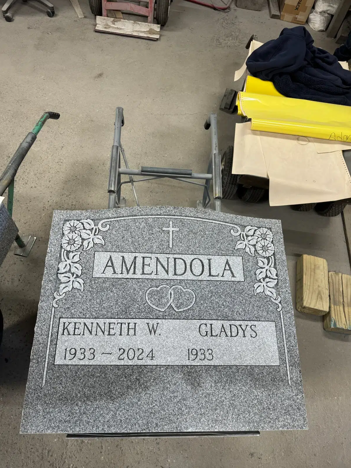 Granite Upright Headstone hand-carved by Upright Headstone Shop in NJ — image 2